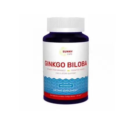 Гинкго Билоба, Ginkgo Biloba, Sunny Caps, 20 мг, 100 капсул