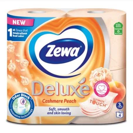 Туалетний папір Zewa Deluxe Персик, 3-шаровий, 4 рулони