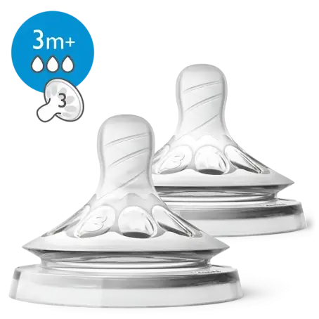 Соска силіконова Philips Avent Natural 2.0 SCF043/27, 3 отвори, від 3 місяців, 2 шт