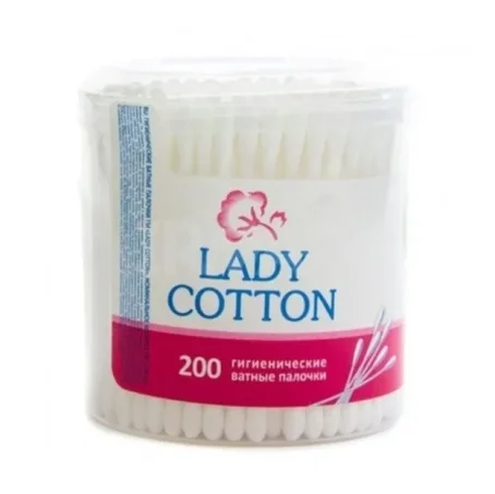 Ватні палички Lady cotton у круглій банці, 200 шт