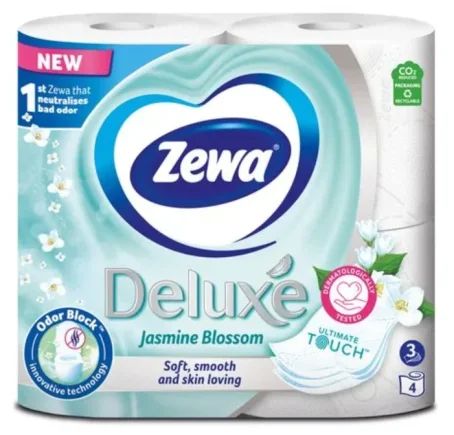 Туалетний папір Zewa Deluxe Жасмин білий, 3-шаровий, 4 рулони