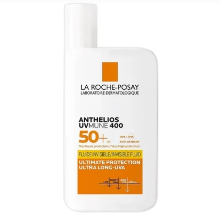 LA ROCHE POSAY Антеліос UVA 400, легкий сонцезахисний флюїд, стійкий до води та поту,для чутливої шкіри обличчя, дуже високий рівень захисту від UVB та дуже довгих UVA променів SPF50+, 50 мл