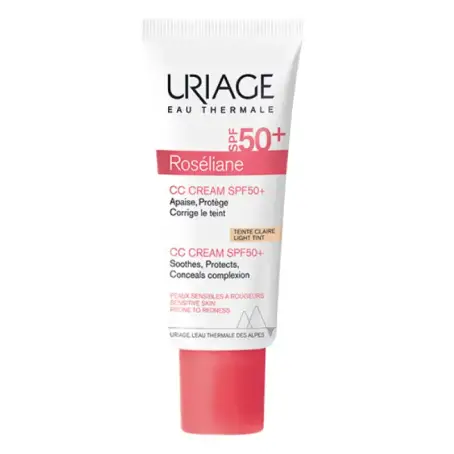 СС-крем для обличчя Uriage Roseliane CC Cream SPF50+ зволожуючий проти почервоніння, 40 мл
