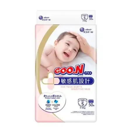 Підгузки Goo.N Plus на липучках, розмір S (4-8 кг) унісекс, 50 шт