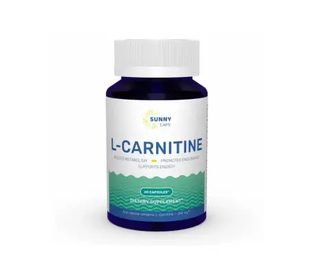 L-карнитин, L-carnitine Powerful, Sunny Caps, 250 мг, 60 капсул