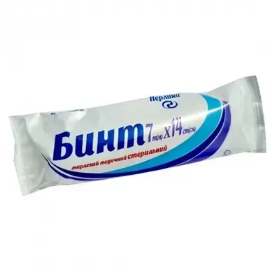 Бинт марлевий стерильний Перлина Екобинт медичний 7 м х 14 см