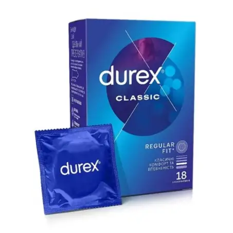 Презервативи латексні Durex Classic класичні з силіконовою змазкою 18 штук